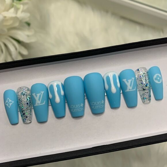 Fresh Blue  Press On Nails | Handmade Press On Nails | Fake Nails - Picture 3 of 10